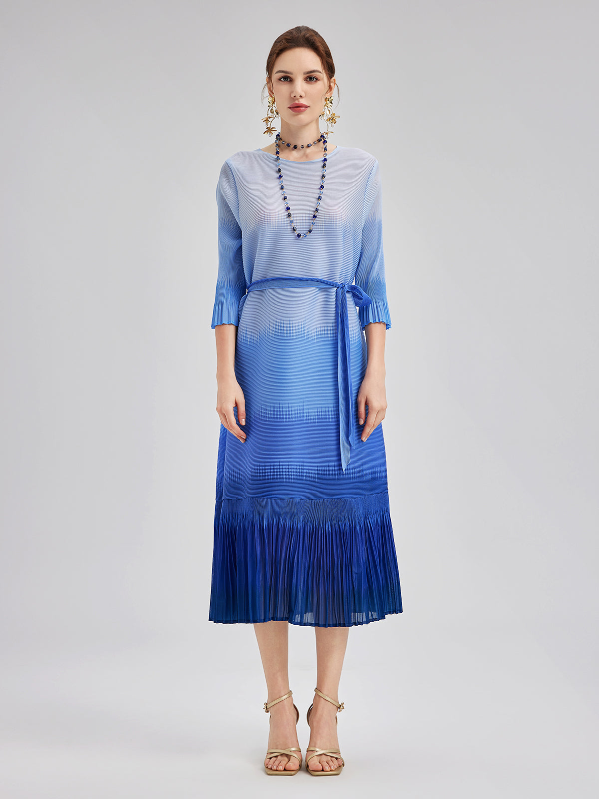 Final Sale | Elegant Ombre Pleated Panel Dress