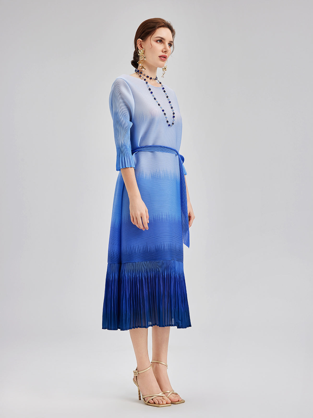 Final Sale | Elegant Ombre Pleated Panel Dress