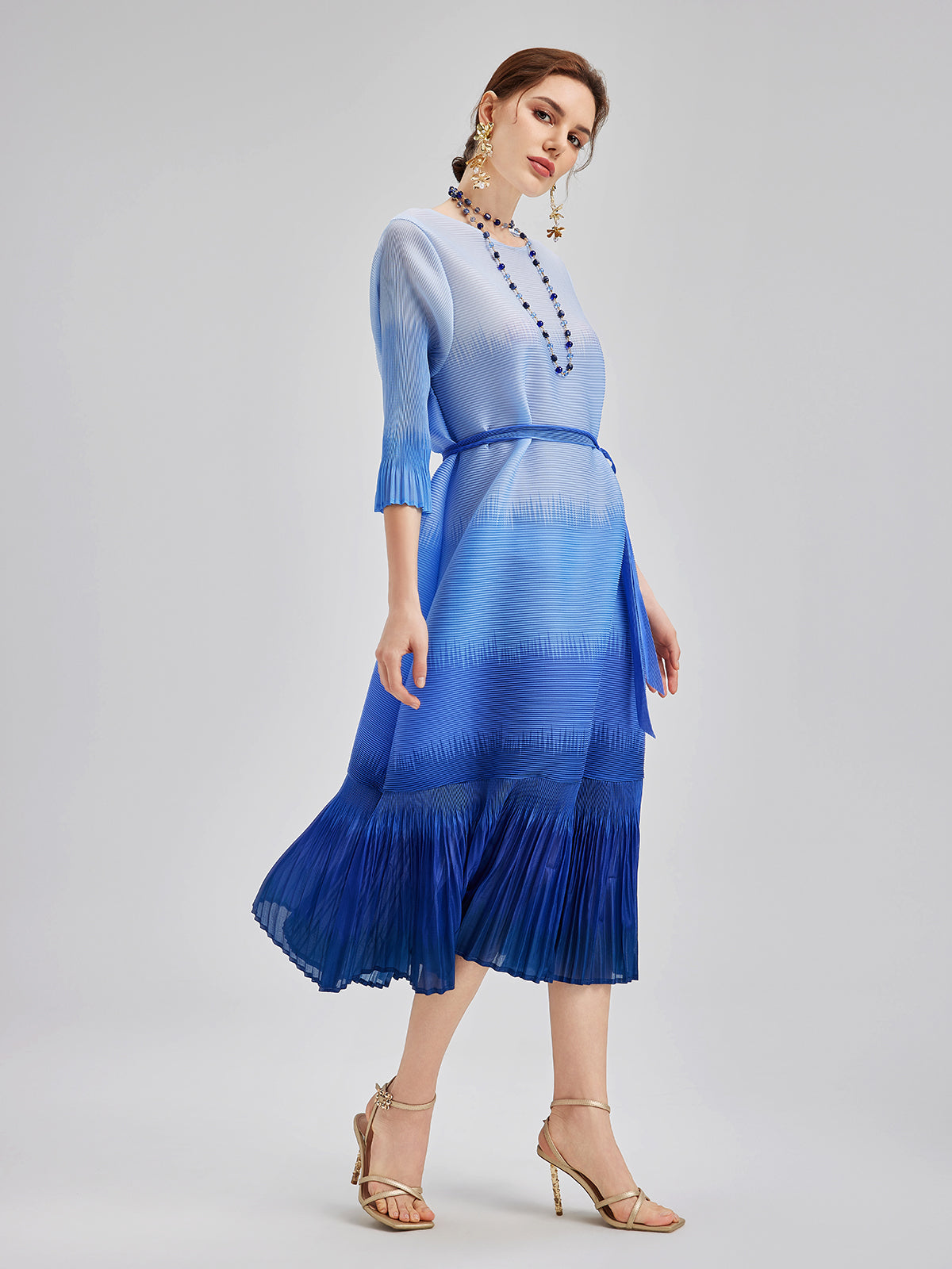 Final Sale | Elegant Ombre Pleated Panel Dress