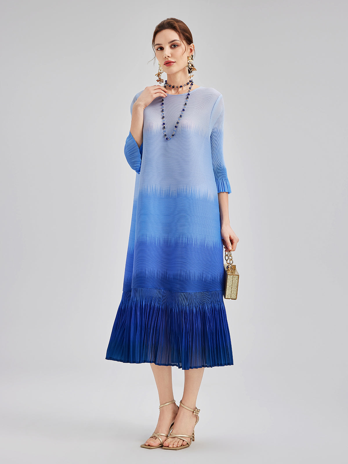 Final Sale | Elegant Ombre Pleated Panel Dress