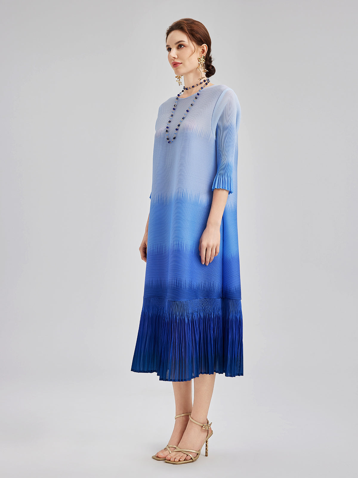 Final Sale | Elegant Ombre Pleated Panel Dress