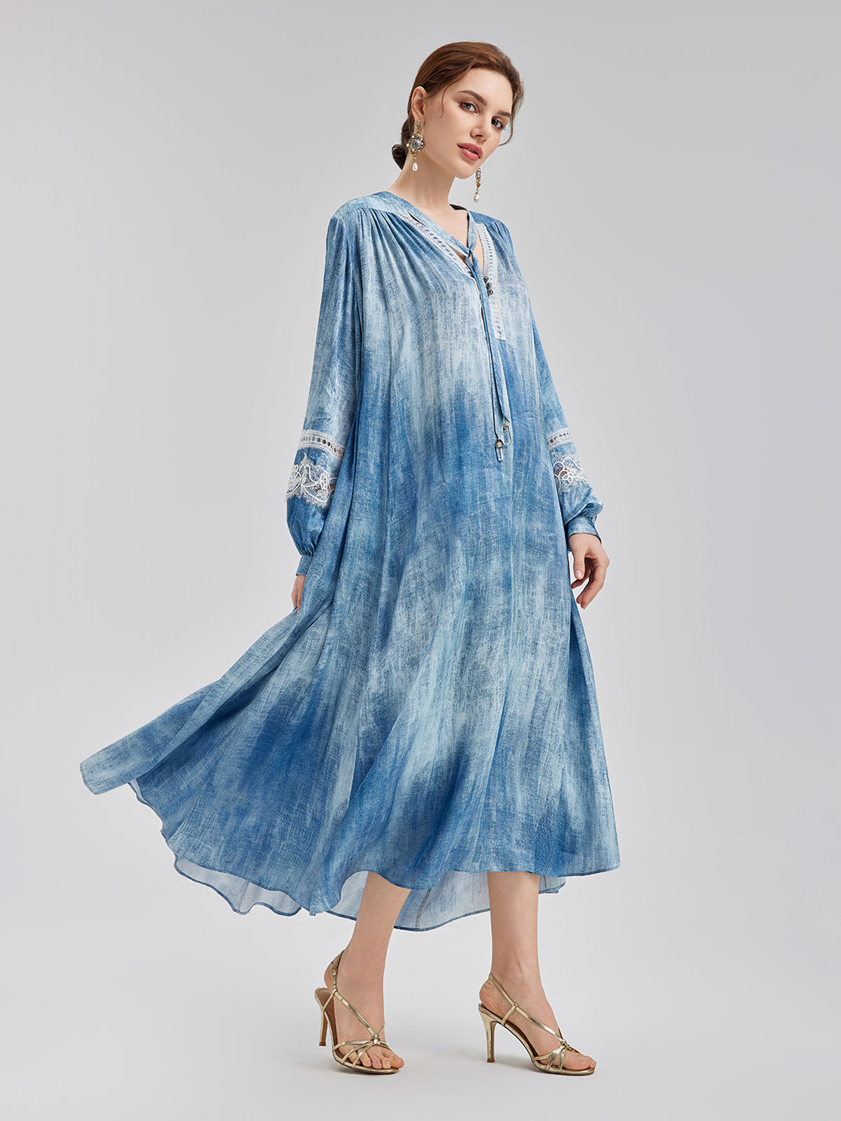 Final Sale | Artistic Gradient Openwork Lace Dress