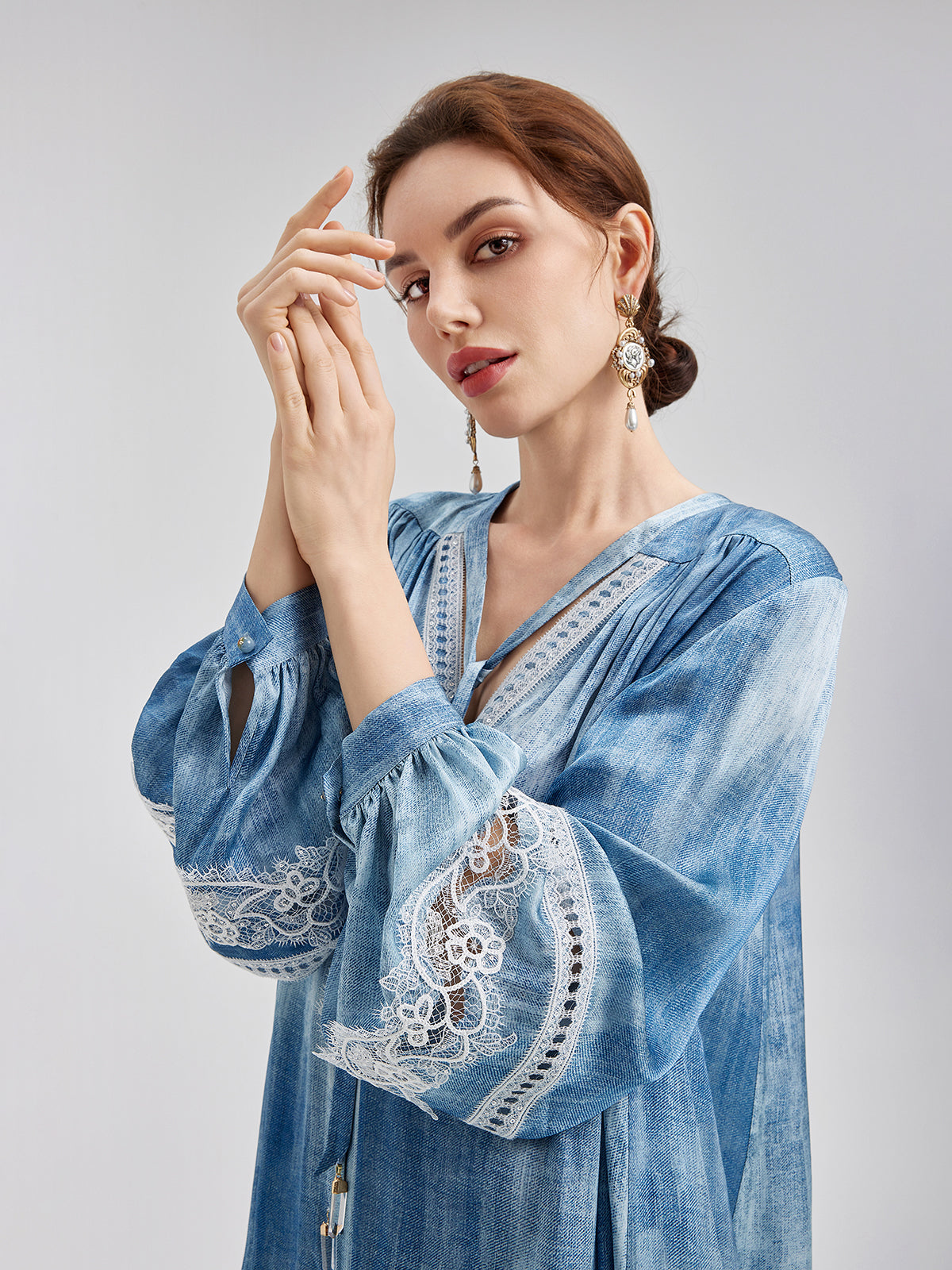 Final Sale | Artistic Gradient Openwork Lace Dress