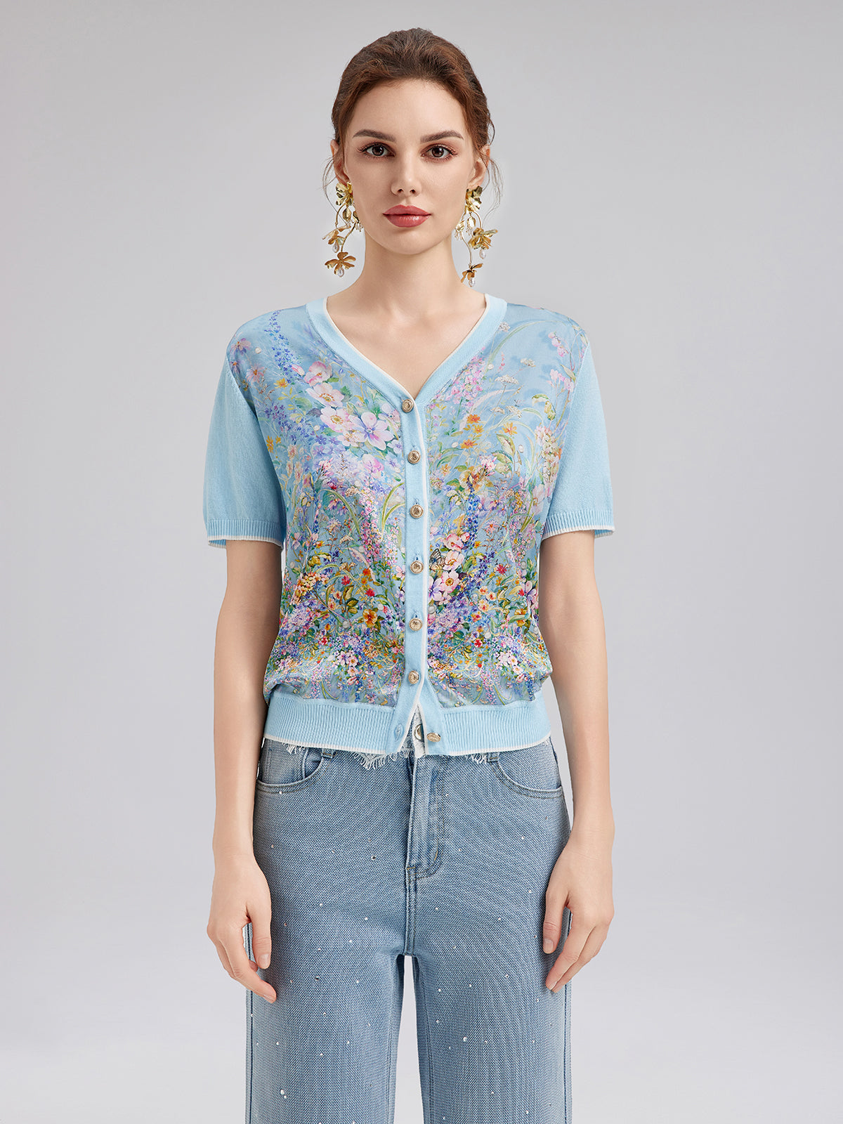 Final Sale | Silk Floral Print Cardigan