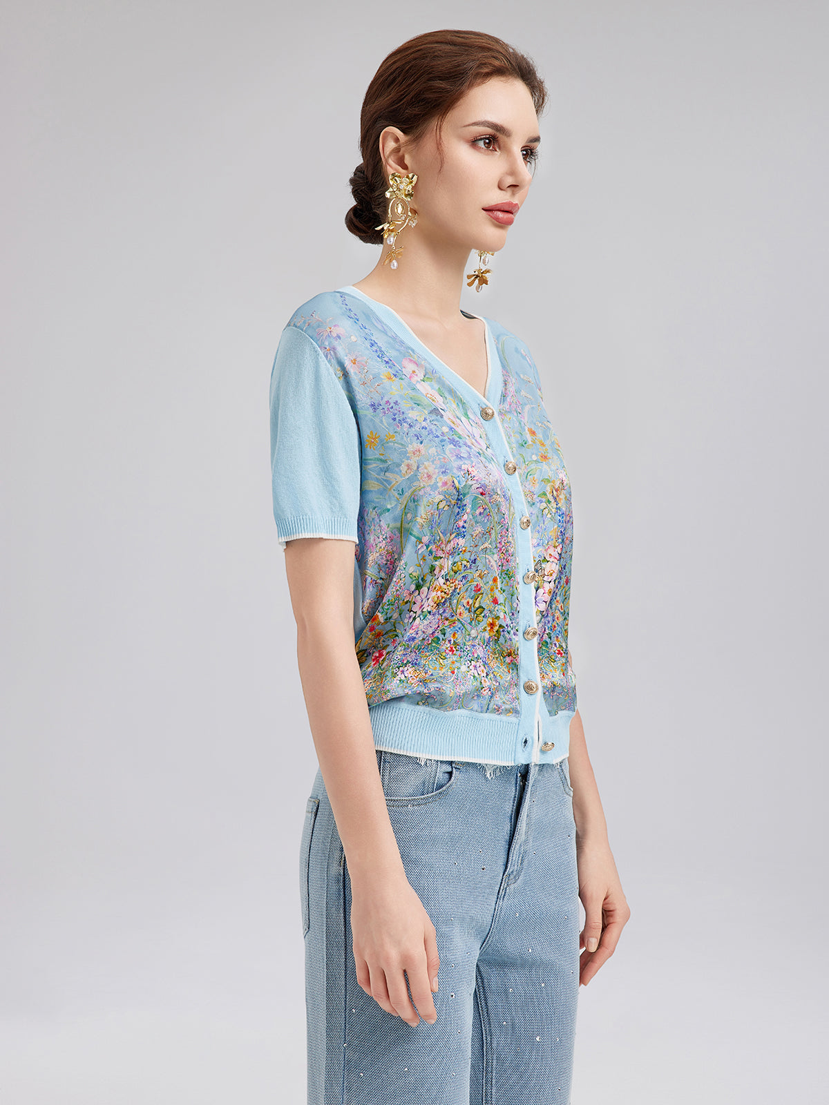 Final Sale | Silk Floral Print Cardigan