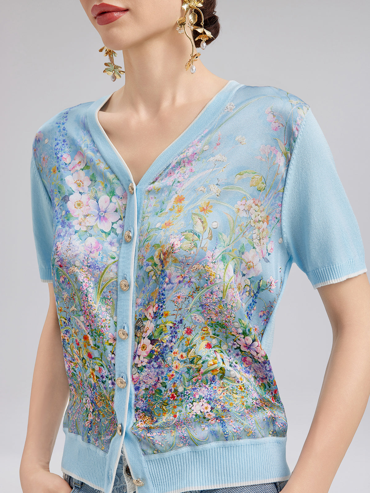 Final Sale | Silk Floral Print Cardigan
