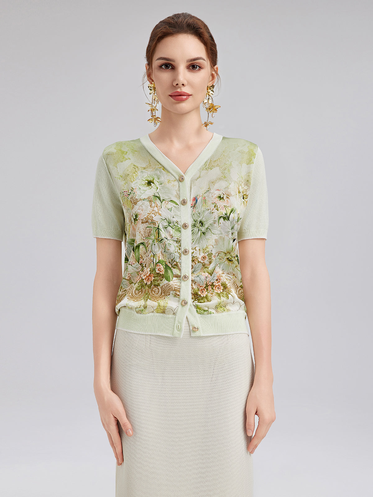Final Sale | Silk Floral Print Cardigan
