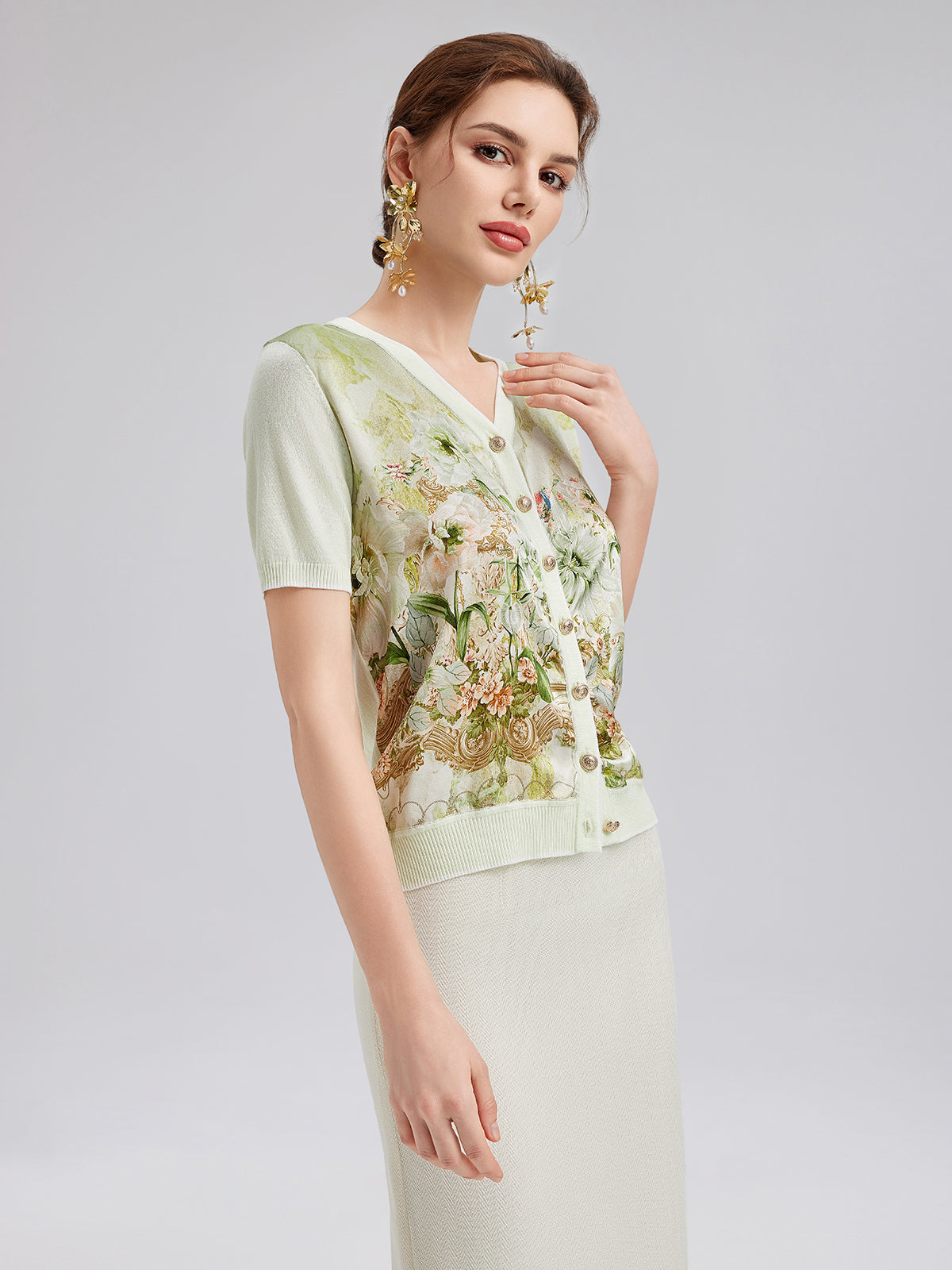 Final Sale | Silk Floral Print Cardigan