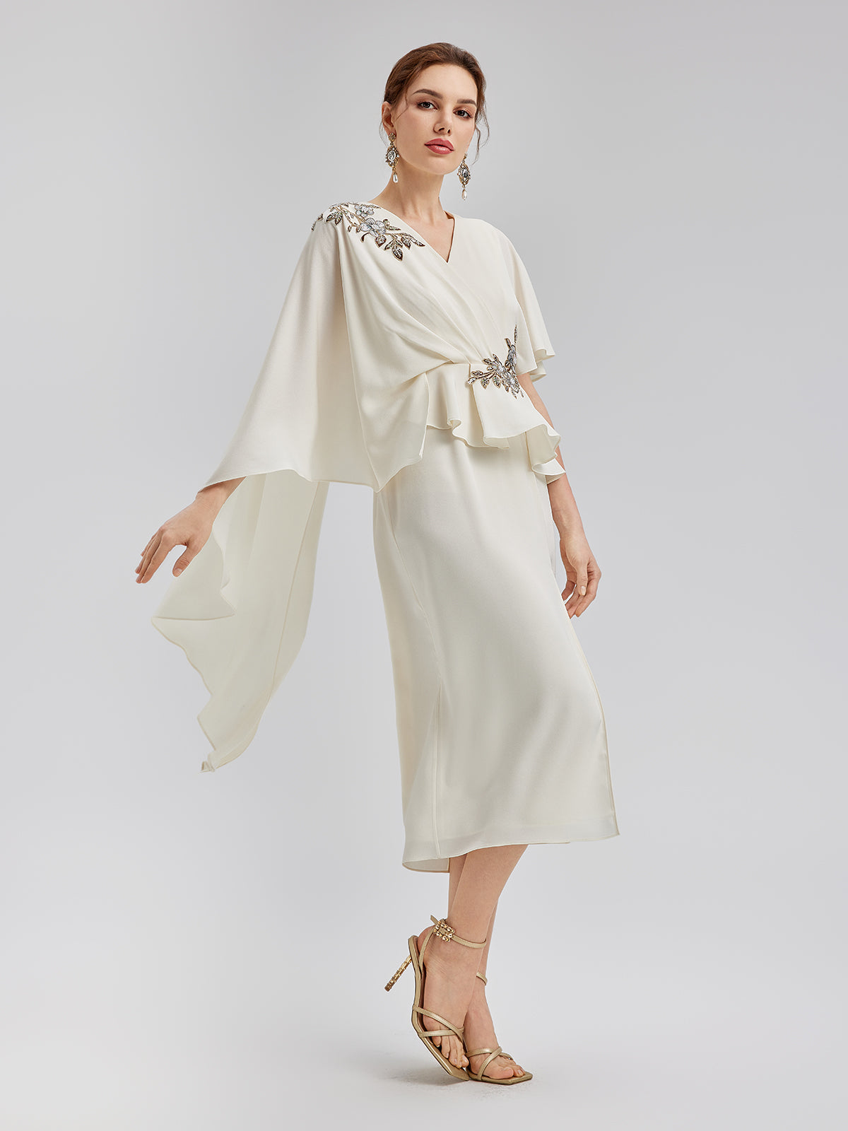 asymmetrical design dress Asymmetrical bow-neck dress - Women