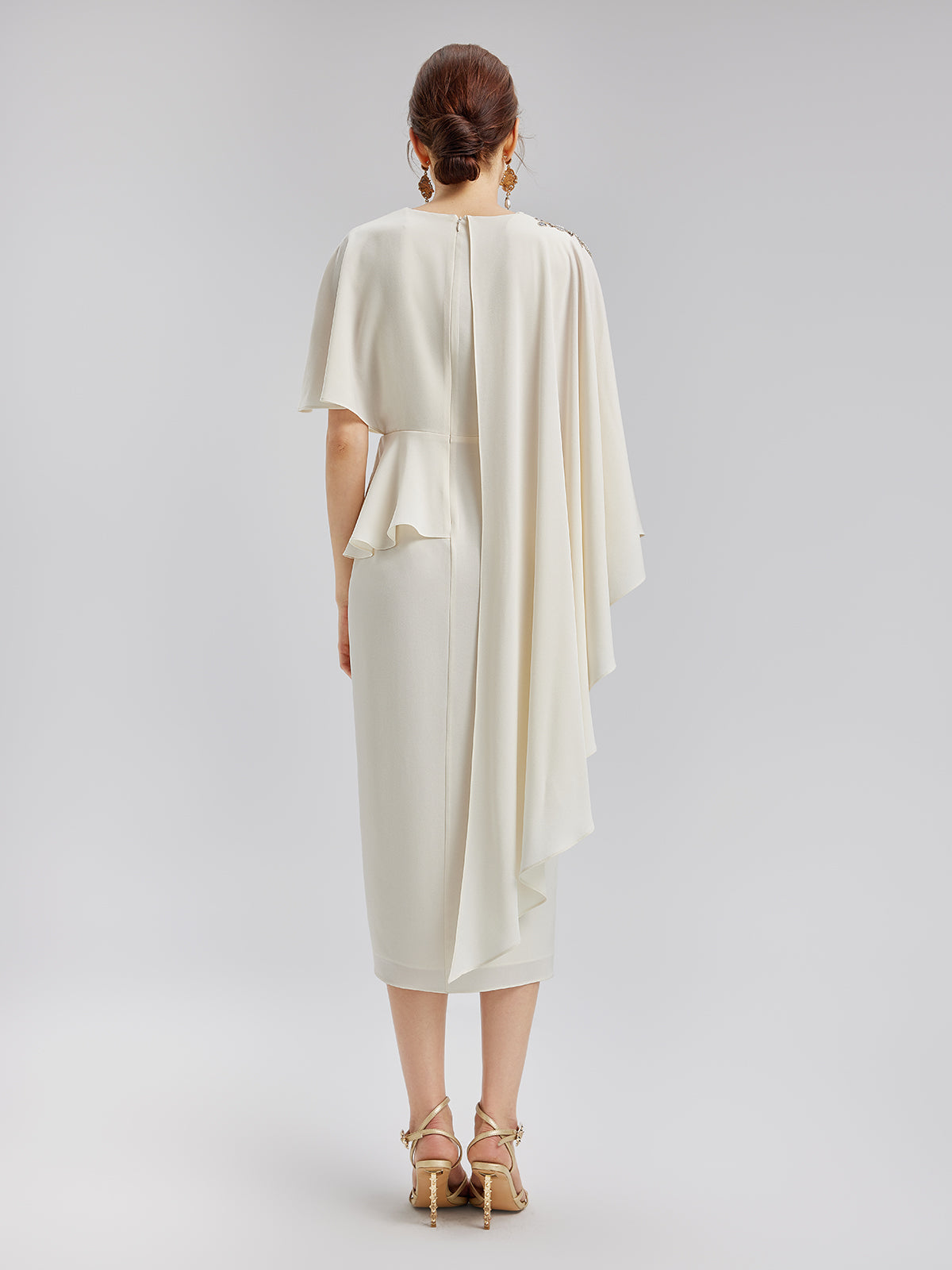 unique designer limited edition dress Asymmetrical Design Limited Edition Dress, CREAMY-WHITE / XL