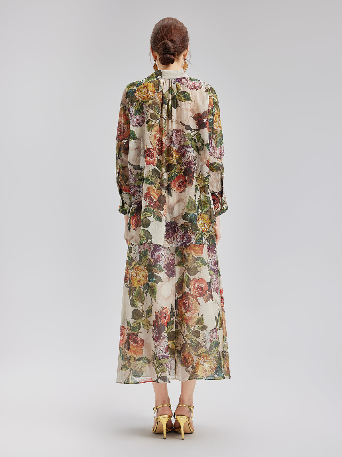 Classical Romantic Print Silk Skirt