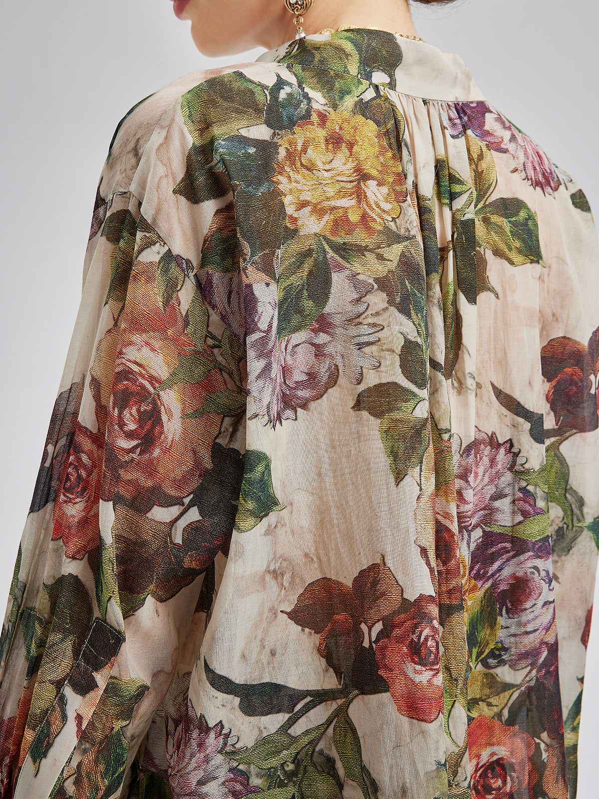 Final Sale | Classical Romantic Print Silk Shirt