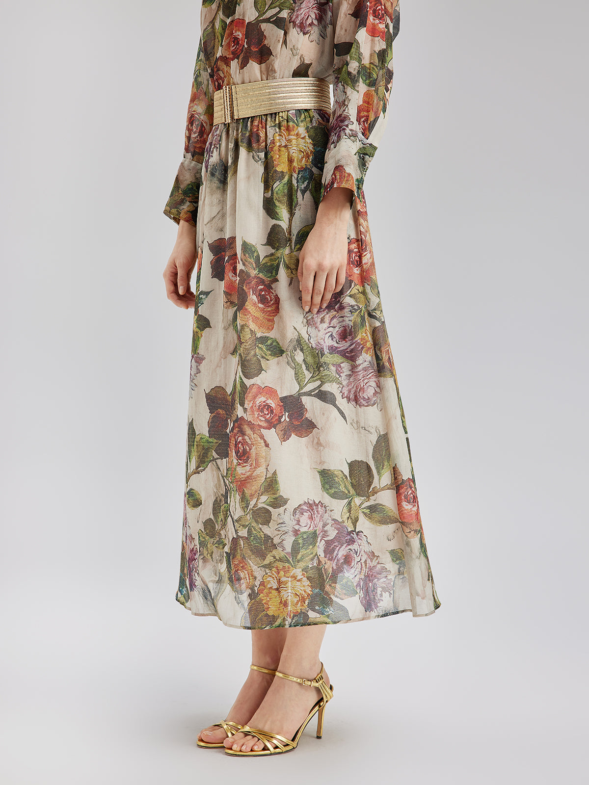 Classical Romantic Print Silk Skirt