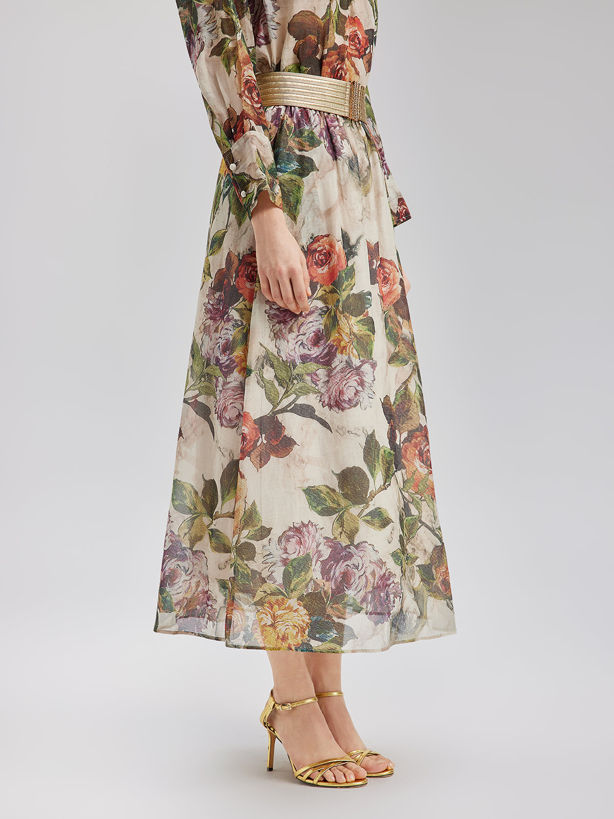 Classical Romantic Print Silk Skirt
