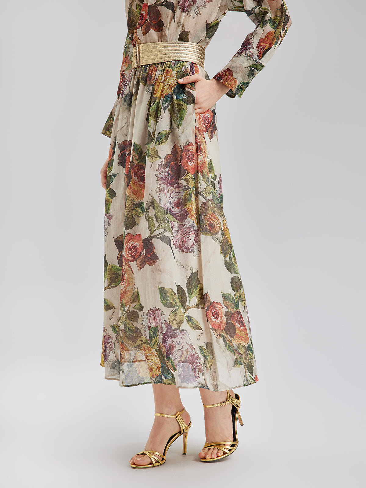 Classical Romantic Print Silk Skirt