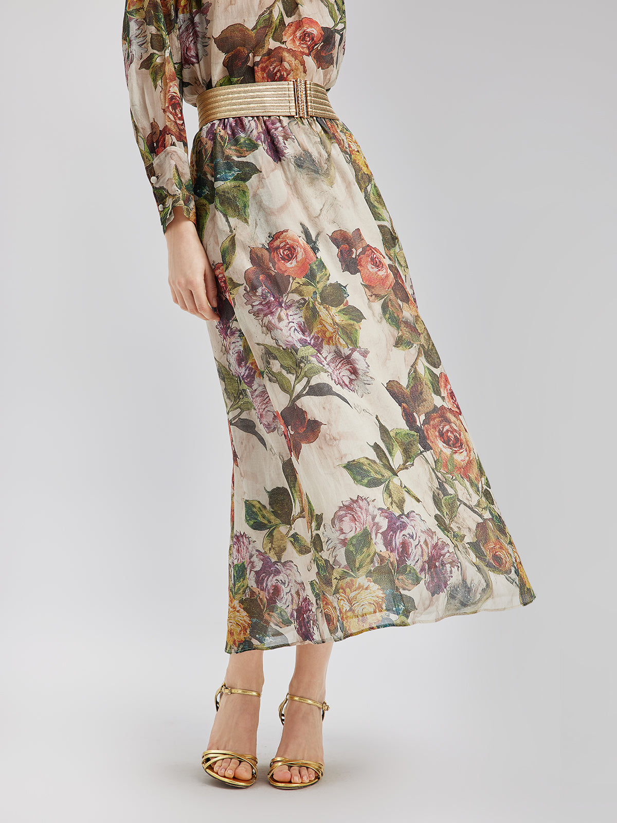 Classical Romantic Print Silk Skirt