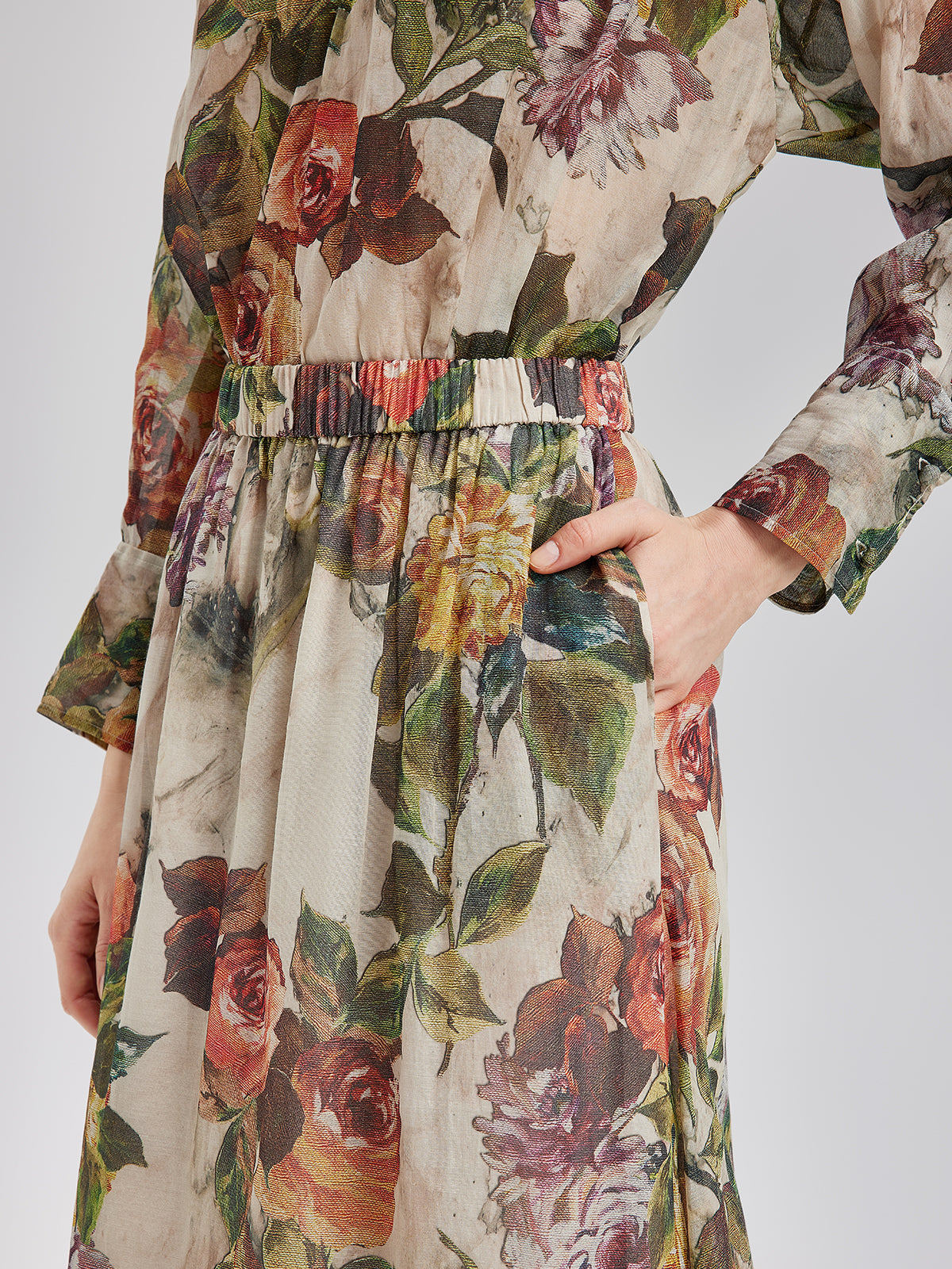 Classical Romantic Print Silk Skirt