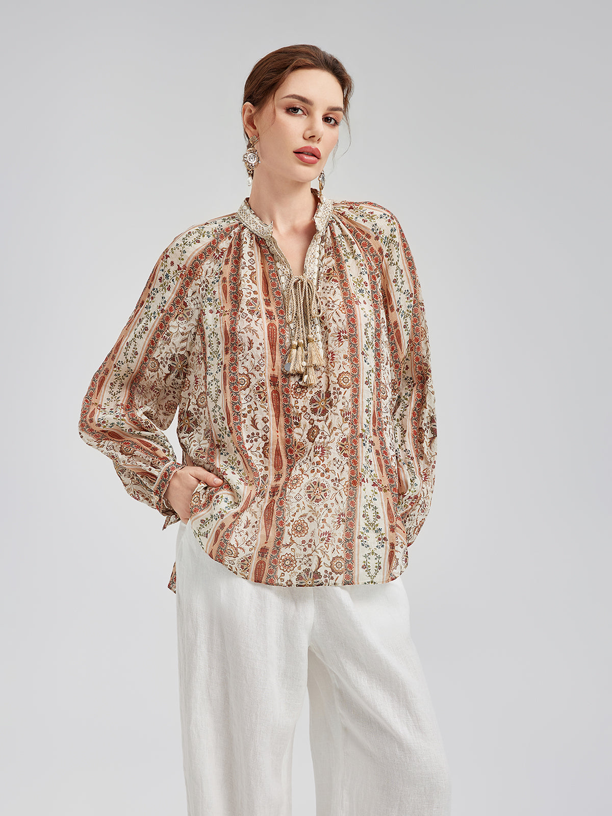 Final Sale | Breathable Ethnic Print Ramie Shirt