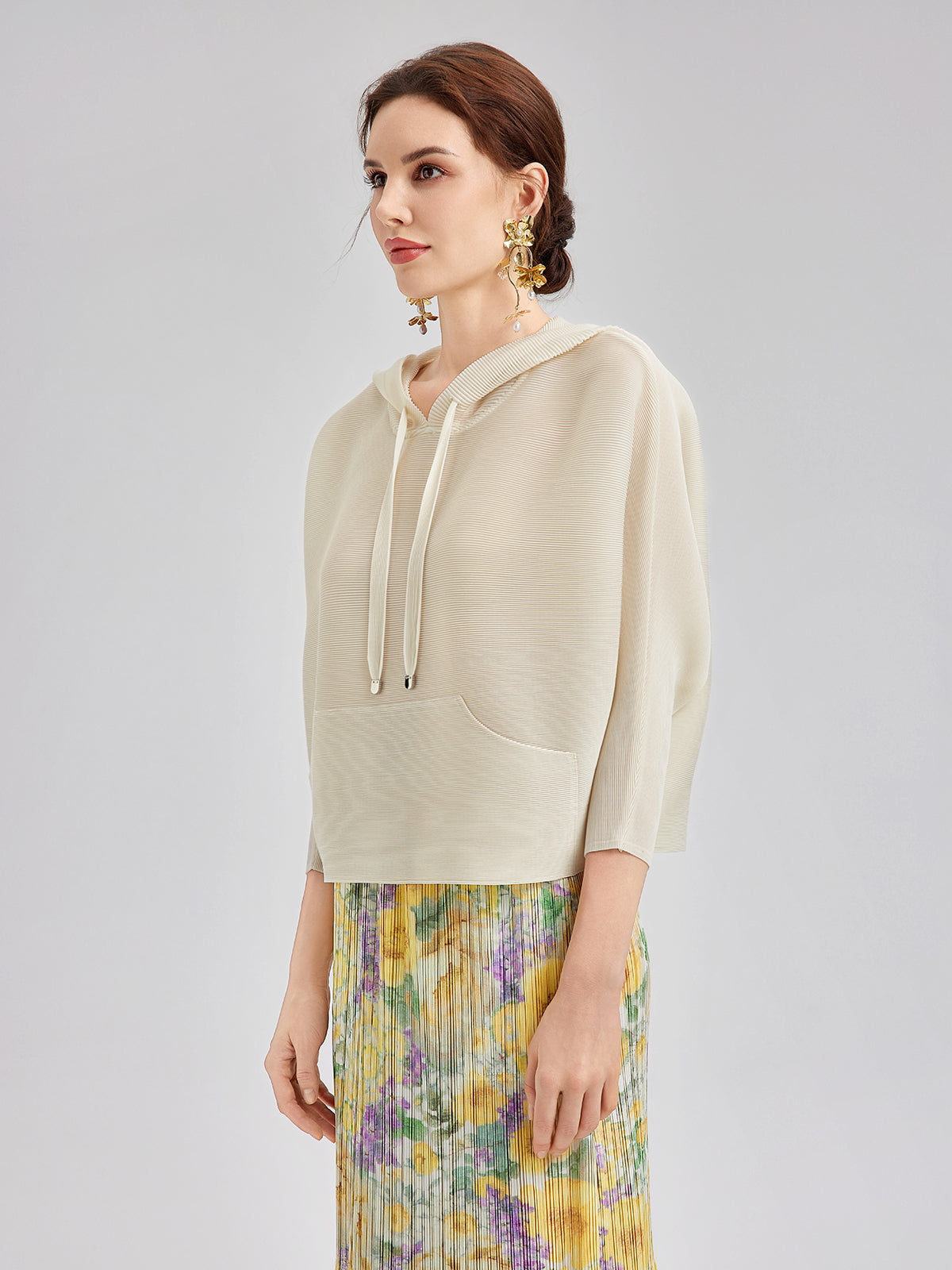 Final Sale | Pleated Hooded Casual Top