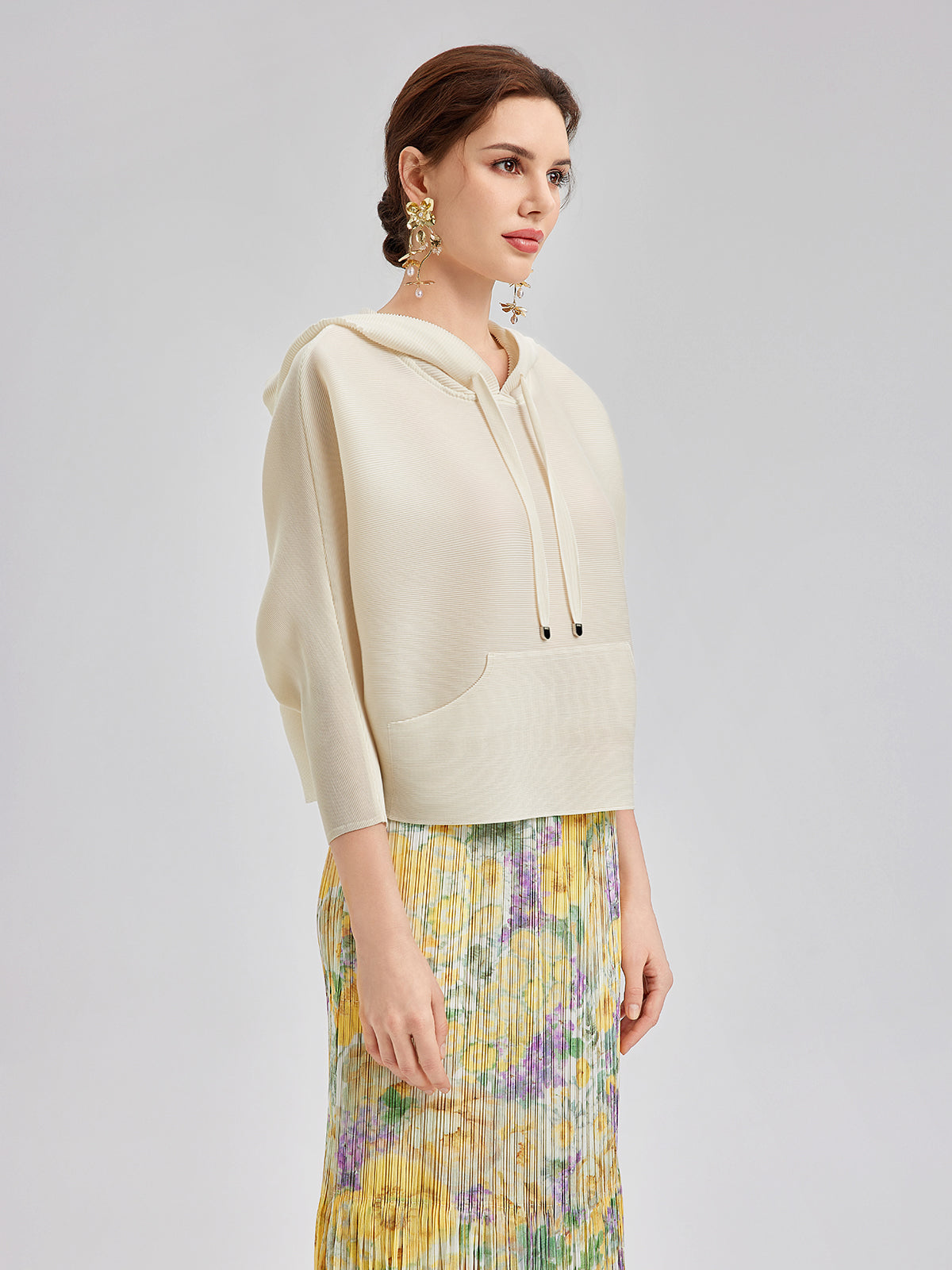 Final Sale | Pleated Hooded Casual Top