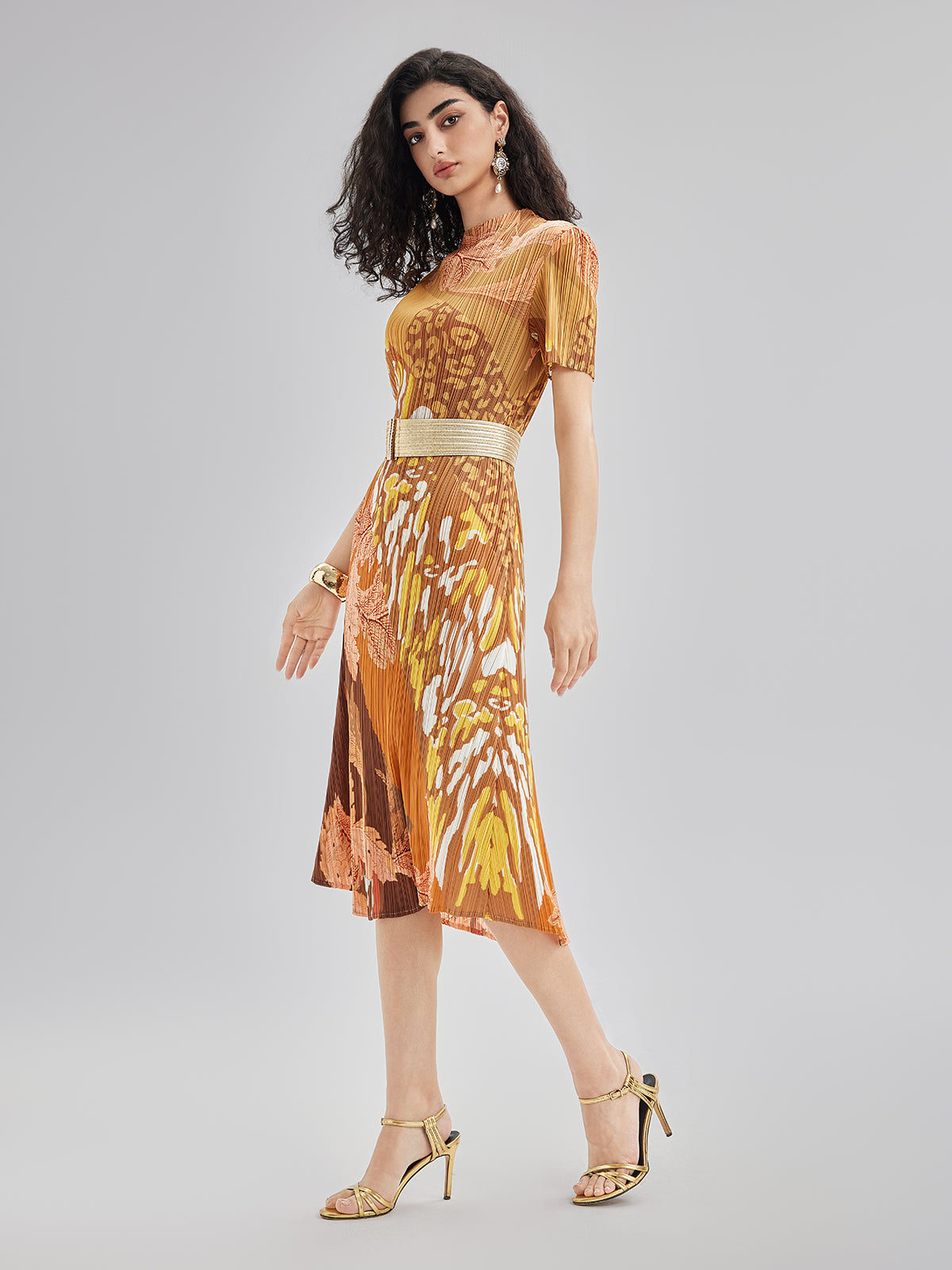 Artistic Floral Print Pleated Dress Artistic Floral Print Pleated Dress