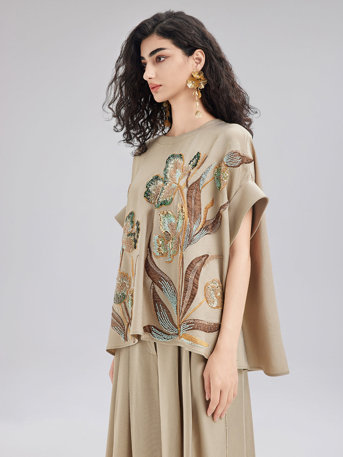 Final Sale | Vintage Hand-Beaded Appliqué Top