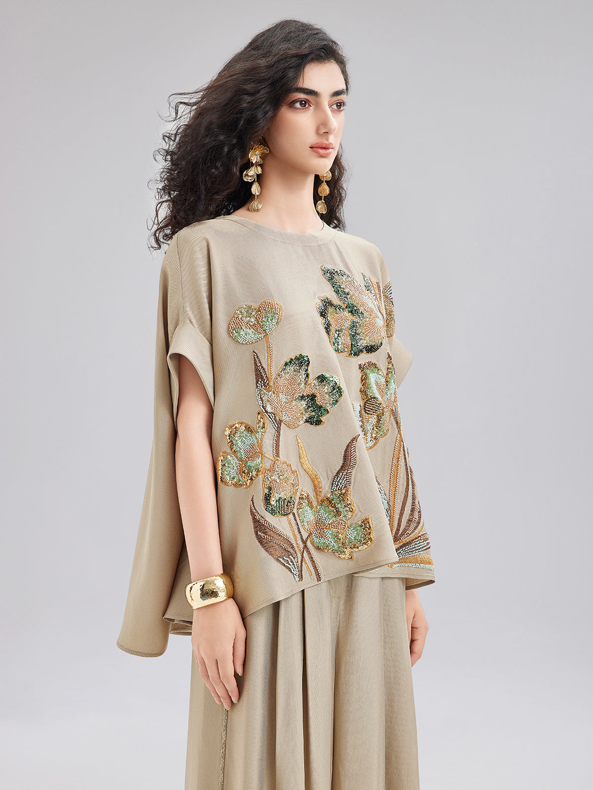 Final Sale | Vintage Hand-Beaded Appliqué Top