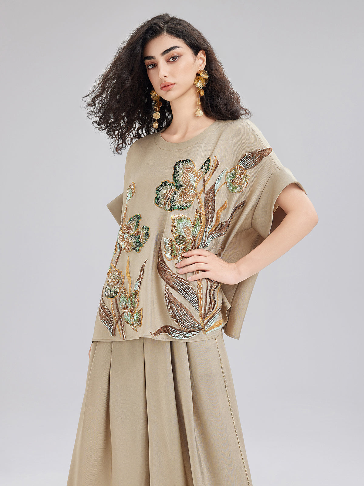 Final Sale | Vintage Hand-Beaded Appliqué Top