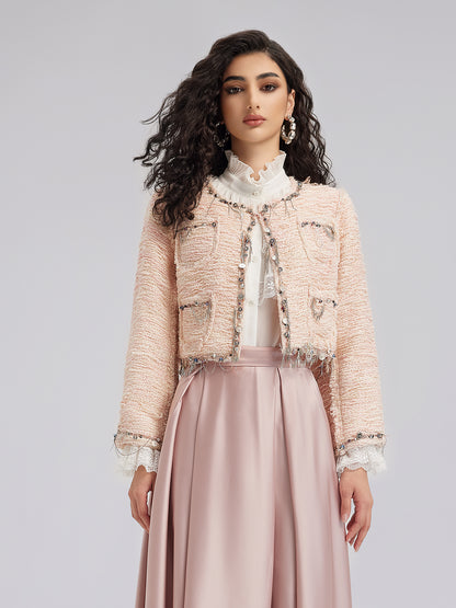 Haute Couture Pink Tweed Short Jacket