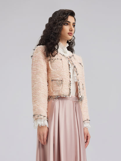 Haute Couture Pink Tweed Short Jacket