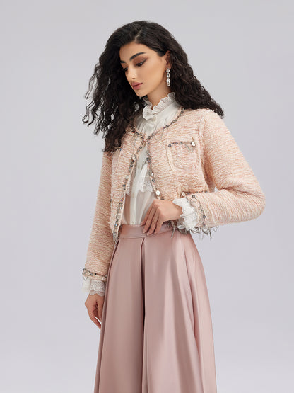 Haute Couture Pink Tweed Short Jacket