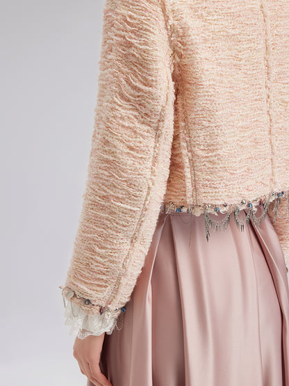 Haute Couture Pink Tweed Short Jacket