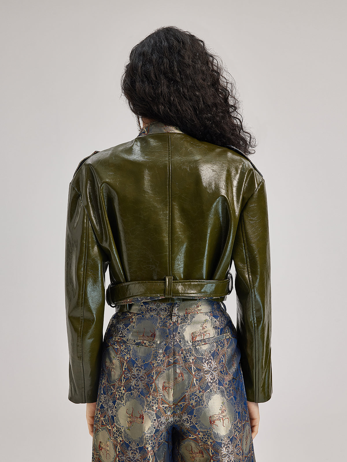 Luxurious Brocade Leather Patchwork Jacket