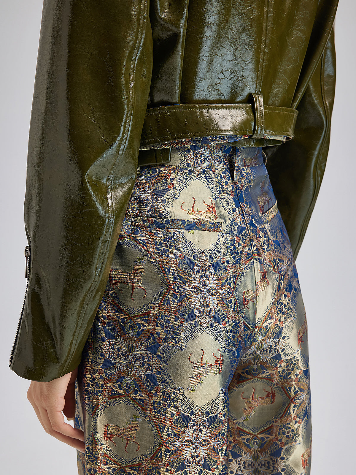 Luxurious Brocade Leather Patchwork Jacket