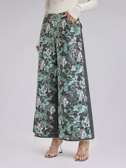 Sequin Embroidery Wide-leg Pants