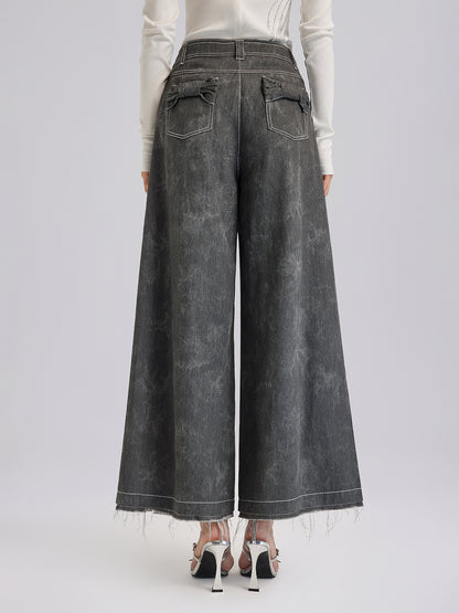 Sequin Embroidery Wide-leg Pants