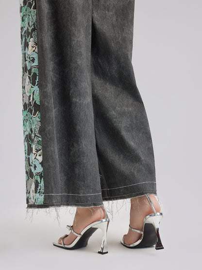 Sequin Embroidery Wide-leg Pants