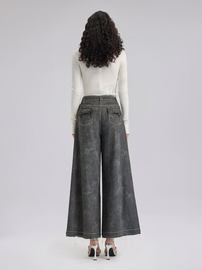 Sequin Embroidery Wide-leg Pants