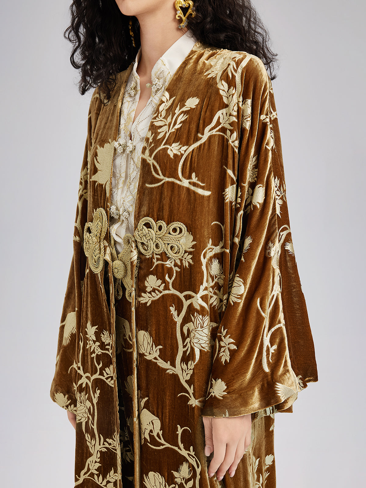 Final Sale | Gold Silk Foil Velvet Jacket