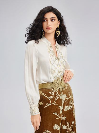 Luxurious Court-style Heavy Embroidered Beaded Top