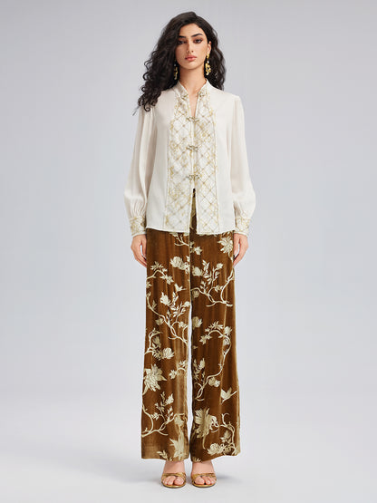 Luxurious Court-style Heavy Embroidered Beaded Top