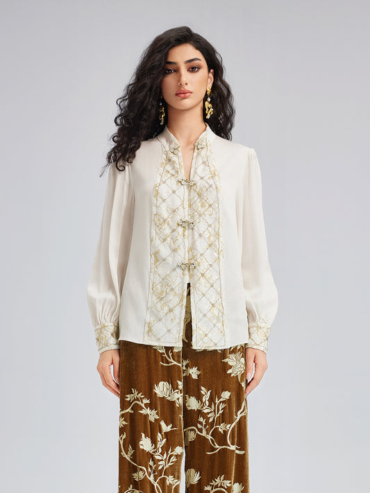 Luxurious Court-style Heavy Embroidered Beaded Top