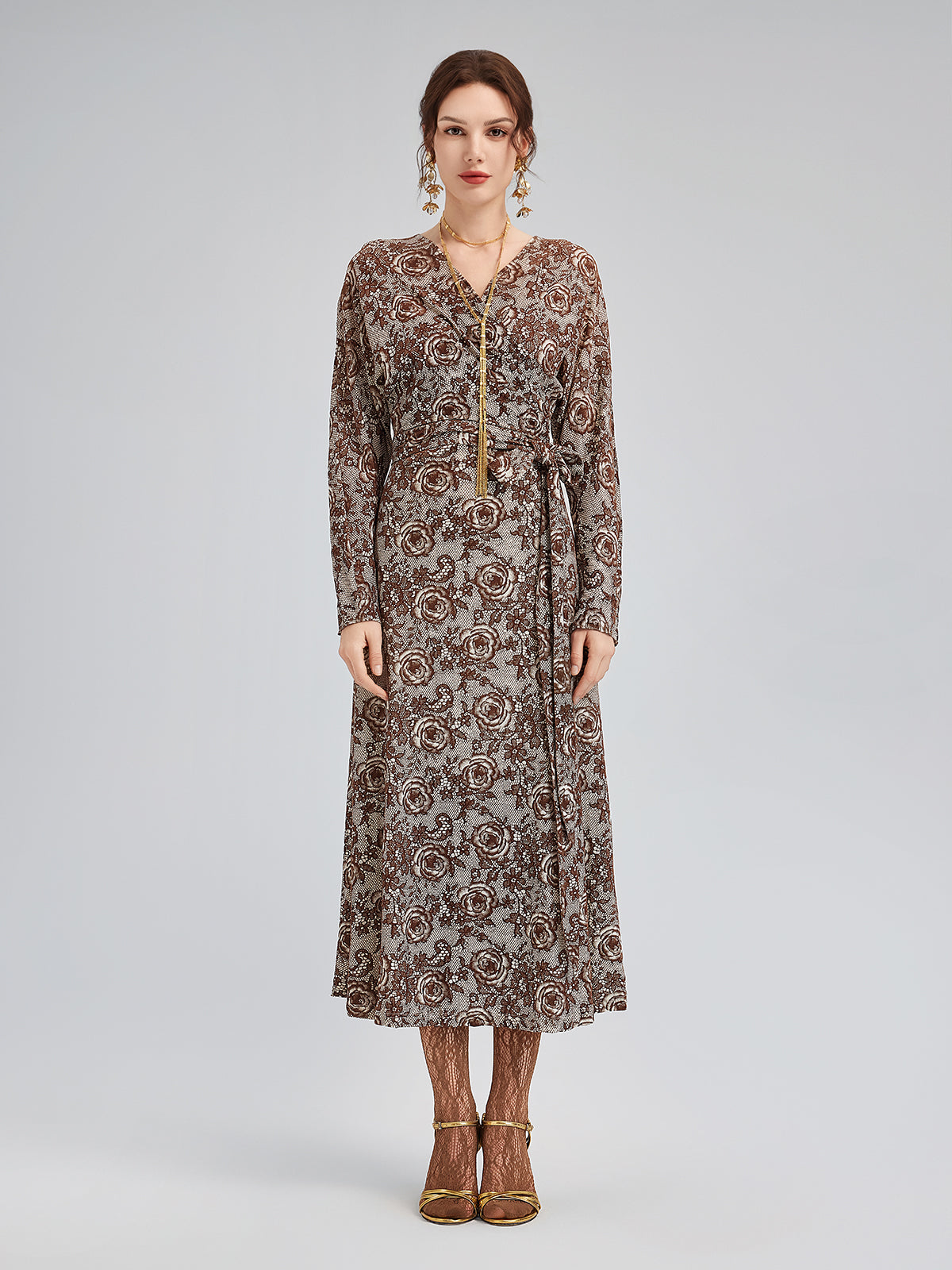 French Rose Jacquard Dress