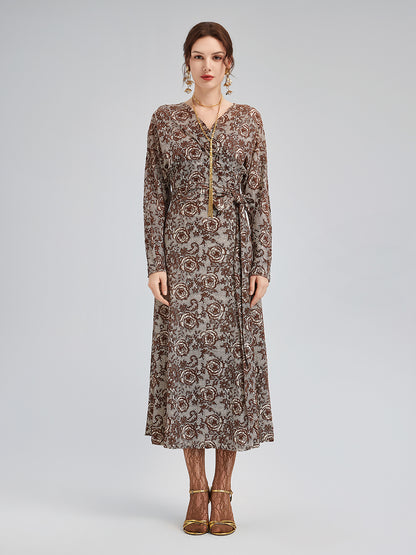 French Rose Jacquard Dress