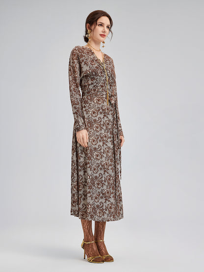 French Rose Jacquard Dress