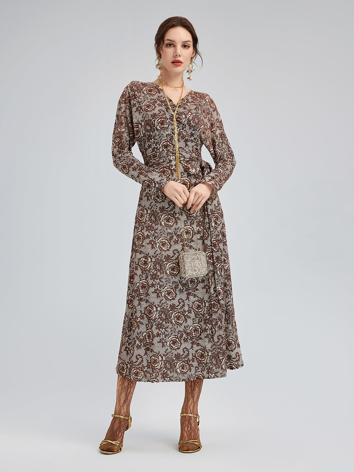 French Rose Jacquard Dress