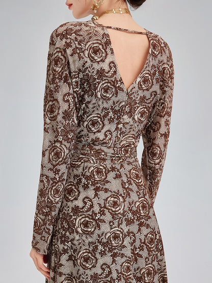 French Rose Jacquard Dress