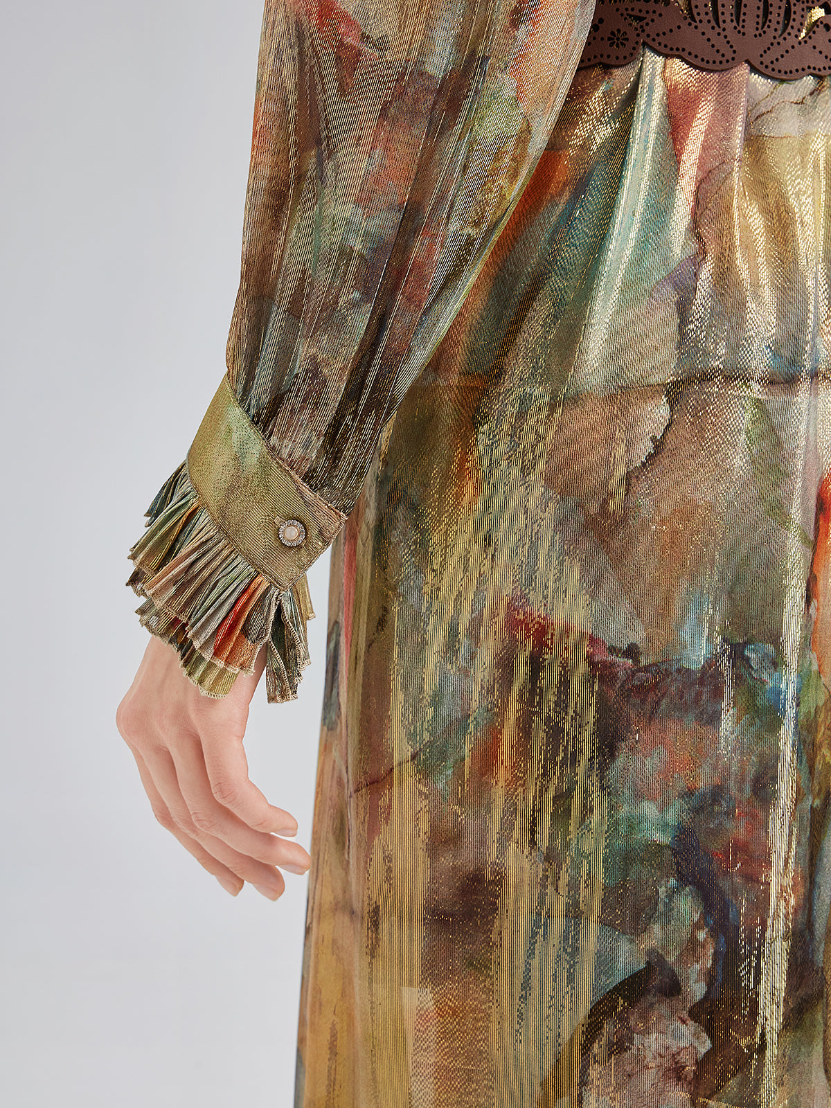 Silk Art Print Pleated Dress