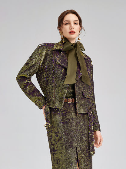 French Couture Two-Tone Sequin Trench Coat