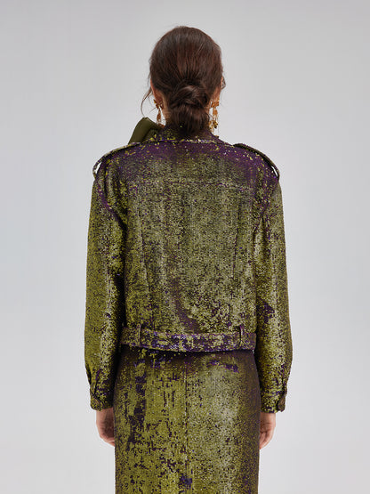 French Couture Two-Tone Sequin Trench Coat